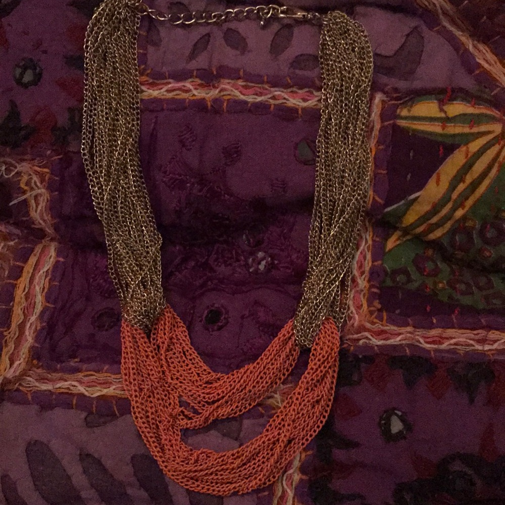 funky gold and orange knotted necklace